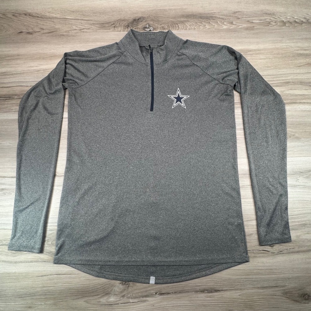 Dallas Cowboys Authentic Womens‎ Gray Quarter Zip Pullover Star Logo Medium NFL